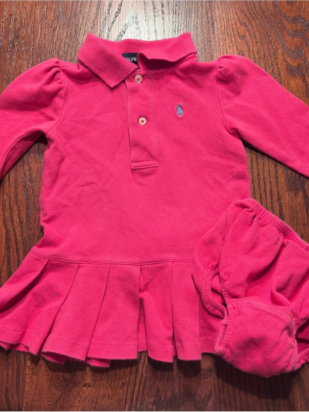 Ralph Lauren Baby Girl Hot Pink Long-Sleeve Polo Dress